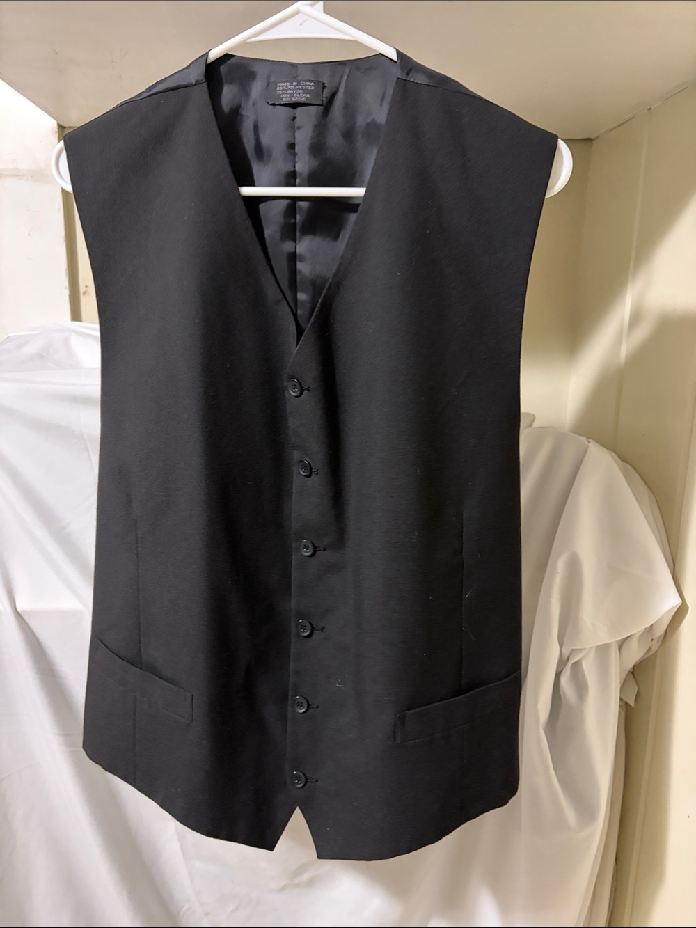 New Men's Black Dress Vest, size 46R - Classic Front Button Waistcoat